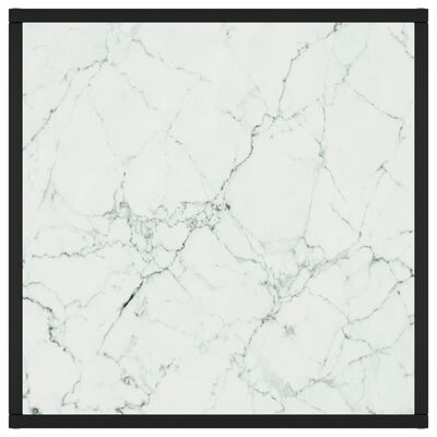 vidaXL Couchtisch Schwarz mit Weißem Glas in Marmor-Optik 60x60x35 cm