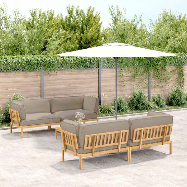 vidaXL Sofa Set mit Kissen Uni 5 pcs Taupe Massivholz Akazie