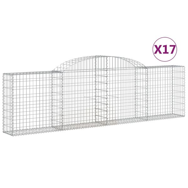vidaXL Gabionen mit Hochbogen 17 Stk. 300x30x80/100cm Verzinktes Eisen