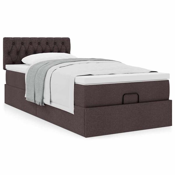 vidaXL Ottoman-Bett mit Matratze Dunkelbraun 90x190 cm Stoff