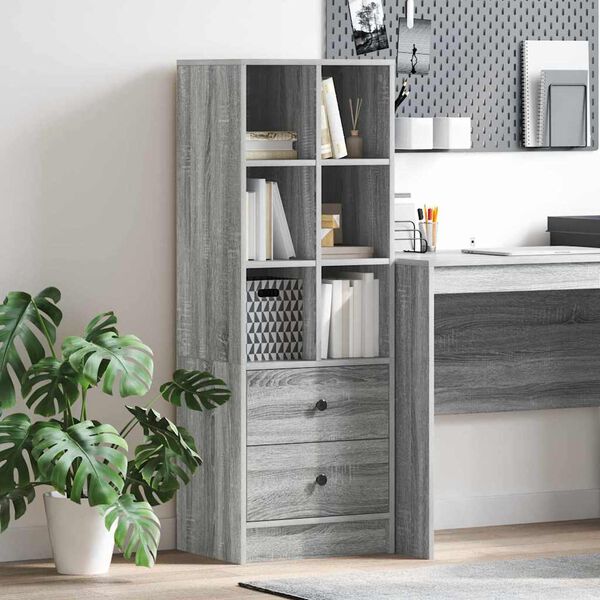 vidaXL Highboard mit Schubladen Graues Sonoma 45,5 x 34 x 127 cm