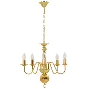 vidaXL Kronleuchter Golden 5 x E14-Gl&uuml;hbirnen