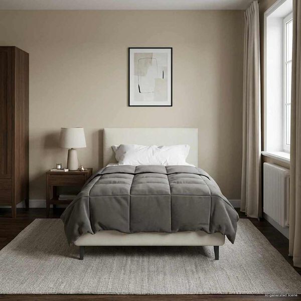 vidaXL Sommerdecke Gepolstert Hellgrau 135 x 220 cm Mikrofaser