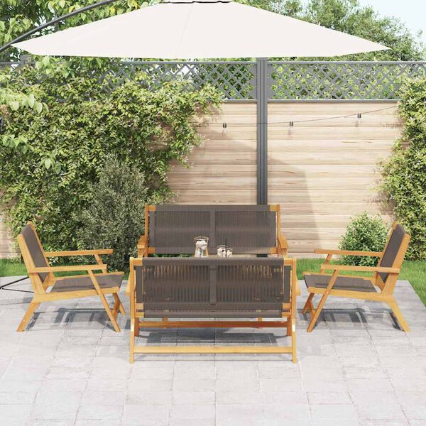 vidaXL Gartenstühle mit Tisch 5 pcs Grau Massivholz Akazie