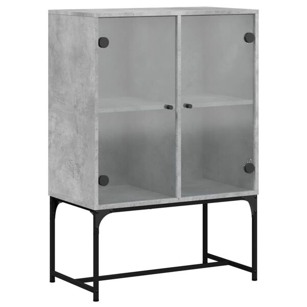 vidaXL Beistellschrank mit Glastüren Betongrau 69x37x100 cm