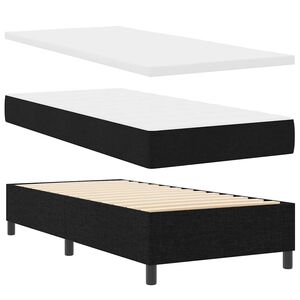 vidaXL LED Boxspringbett mit Matratze Schwarz 100 x 200 cm Stoff