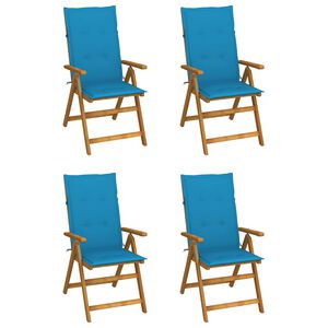vidaXL 4er-Set verstellbare Klappst&uuml;hle mit Kissen aus massivem Akazienholz