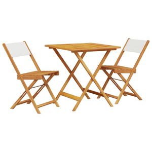 vidaXL 3-tlg. Bistro-Set Cremeweiß Stoff und Massivholz