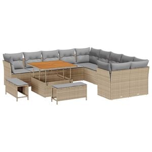 vidaXL Gartensofa-set 13 pcs Beige Poly-Rattan