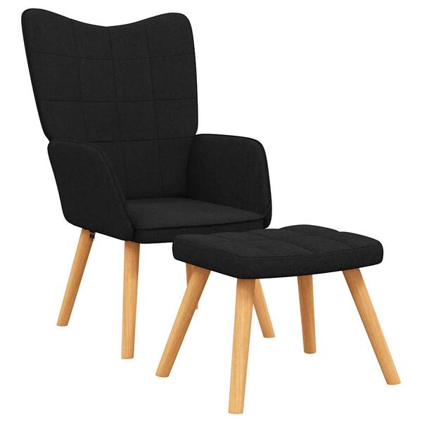 vidaXL Relaxsessel mit Hocker Schwarz Stoff