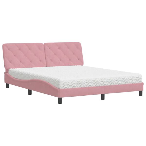 vidaXL Bett mit Matratze Rosa 160x200 cm Samt