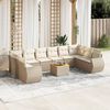 vidaXL 11-tlg. Garten-Sofagarnitur mit Kissen Beige Poly Rattan
