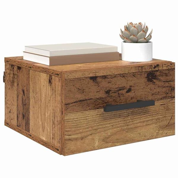 vidaXL Nachttisch Wandmontiert Altholz 35 x 35 x 20 cm Holzwerkstoff