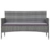 vidaXL 3-Sitzer-Gartensofa mit Polstern Grau Poly Rattan