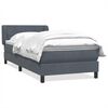 vidaXL Boxspringbett mit Matratze Dunkelgrau 90x220 cm Samt