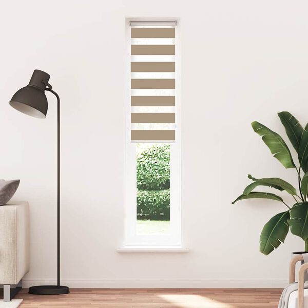 vidaXL Doppelrollo Sandbraun 40x200 cm Stoffbreite 35,9 cm Polyester