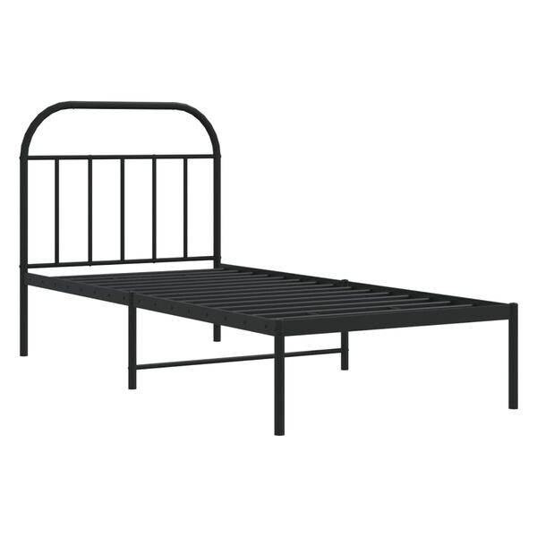 vidaXL Bettgestell mit Kopfteil Metall Schwarz 90x190 cm