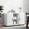 vidaXL Sideboard mit Regal Wei&szlig; 88,5 x 30,5 x 55,5 cm Holzwerkstoff