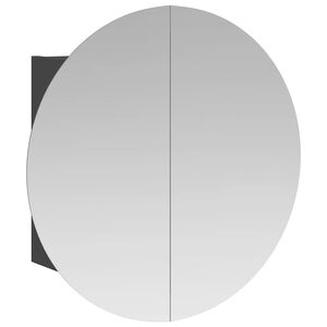 vidaXL Badezimmerschrank mit Rundem Spiegel & LED Grau 40x40x17,5 cm