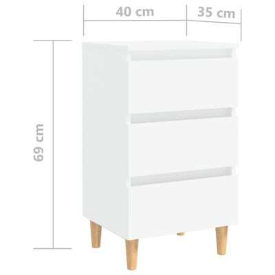vidaXL Nachttisch mit Massivholz-Beinen Weiß 40x35x69 cm