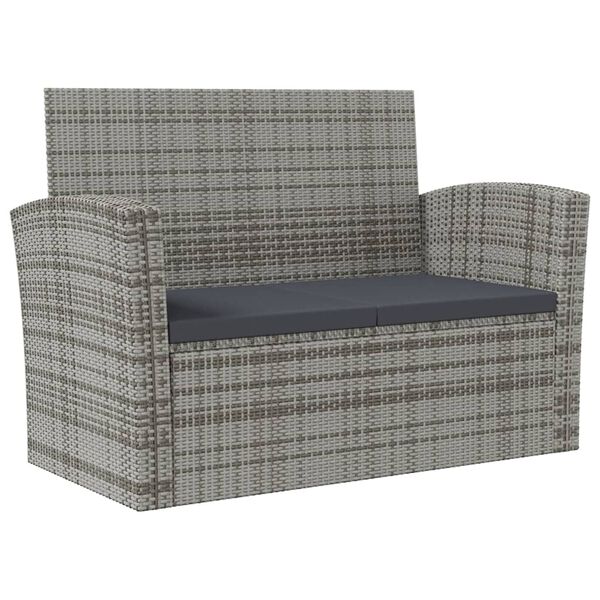 vidaXL 16-tlg. Garten-Lounge-Set mit Auflagen Poly Rattan Grau