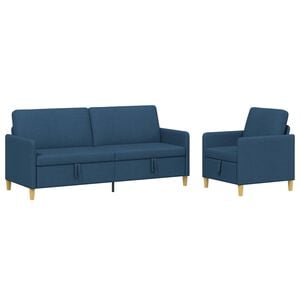 vidaXL Sofa Set mit Stauraum 2 stk. Blau Polyester