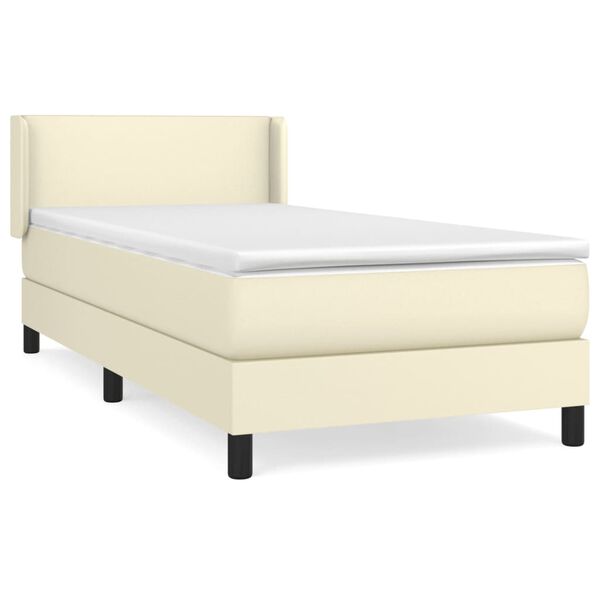 vidaXL Boxspringbett mit Matratze Creme 80x200 cm Kunstleder