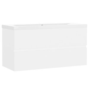 vidaXL Waschbeckenunterschrank mit Einbaubecken Wei&szlig; Holzwerkstoff