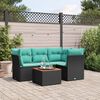 vidaXL 5-tlg. Garten-Sofagarnitur mit Kissen Schwarz Poly Rattan