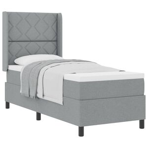 vidaXL Boxspringbett mit Kissen Hellgrau 200 x 80 cm Stoff