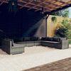 vidaXL 10-tlg. Garten-Lounge-Set mit Kissen Grau Poly Rattan