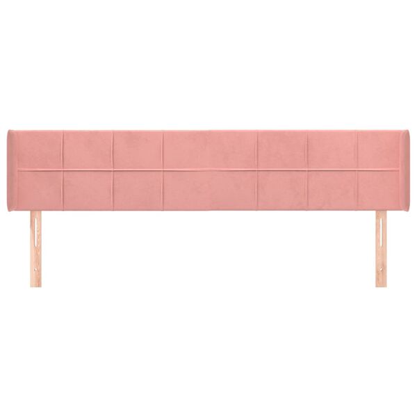 vidaXL Kopfteil mit Ohren Rosa 203x16x78/88 cm Samt