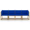 vidaXL Gartensofa 4-Sitzer mit Kissen in Blau