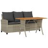 vidaXL Gartensofa 3-Sitzer mit Kissen & Tisch Hellgrau Poly Rattan
