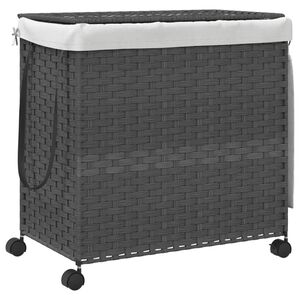 vidaXL W&auml;schekorb mit Rollen Grau 60x35x60,5 cm Rattan