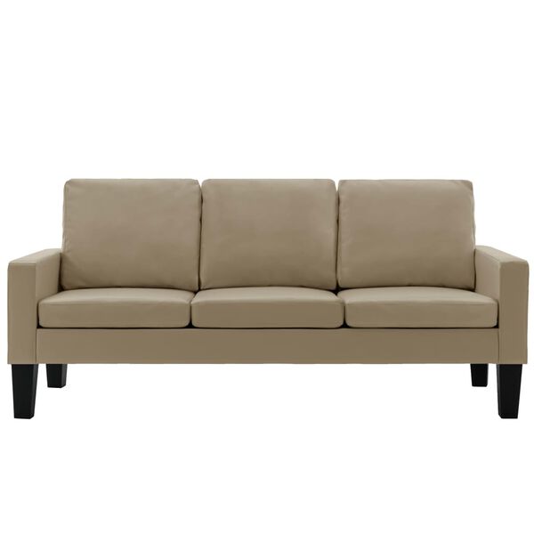 vidaXL 3-Sitzer-Sofa Cappuccino-Braun Kunstleder