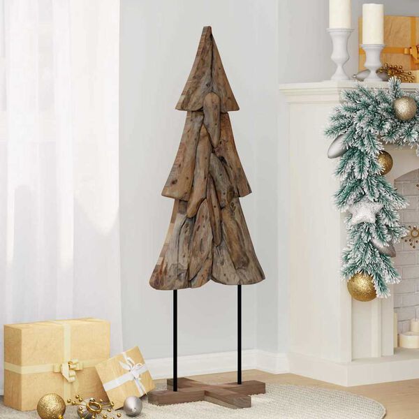 vidaXL Weihnachtsbaum mit St&auml;nder Braun 121 cm Massivholz Teak