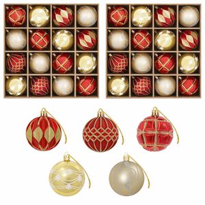 vidaXL Weihnachtskugelset 32 stk. Gold und Rot &Oslash; 6 cm Kunststoff
