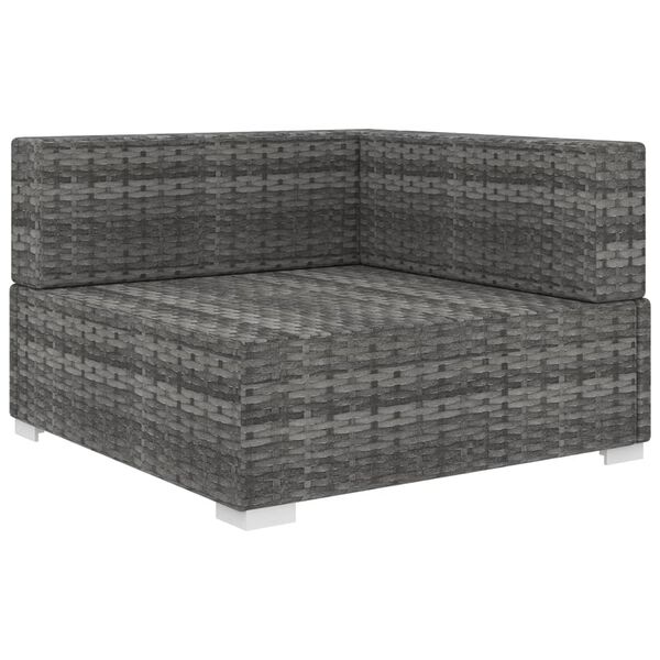 vidaXL Modular-Sofa-Eckteil 1 Stk. + Auflagen Poly Rattan Grau