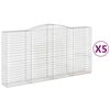 vidaXL Gabionen mit Hochbogen 5 Stk. 400x50x200/220cm Verzinktes Eisen