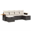 vidaXL 6-tlg. Garten-Sofagarnitur mit Kissen Schwarz Poly Rattan