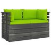 vidaXL Garten-Palettensofa 2-Sitzer mit Kissen Kiefer Massivholz