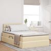 vidaXL Bett mit Stauraum und LED mit Matratze Creme 120 x 200 cm Stoff