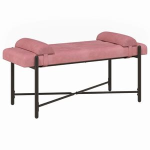 vidaXL Knopfgepolsterte Bank mit Kissen Rosa 110 x 40 x 46 cm Samt