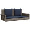 vidaXL Schaukelbank mit Kissen Grau 119x56x48 cm Poly Rattan