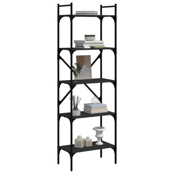 vidaXL Bücherregal 5 Fächer Schwarz 56x31,5x174 cm Holzwerkstoff