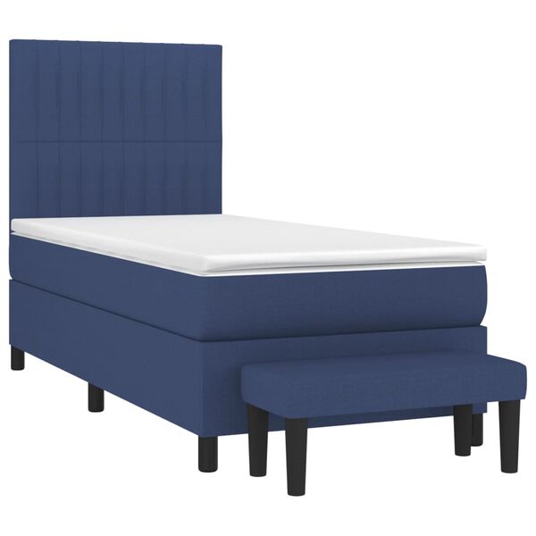 vidaXL Boxspringbett mit Matratze Blau 90x190 cm Stoff