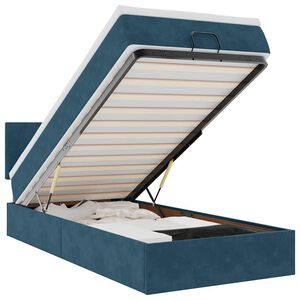 vidaXL Ottoman-Bett mit Matratze Dunkelblau 90x200 cm Samt