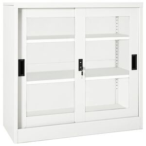 vidaXL Schrank mit Schiebet&uuml;r Wei&szlig; 90x40x90 cm Stahl