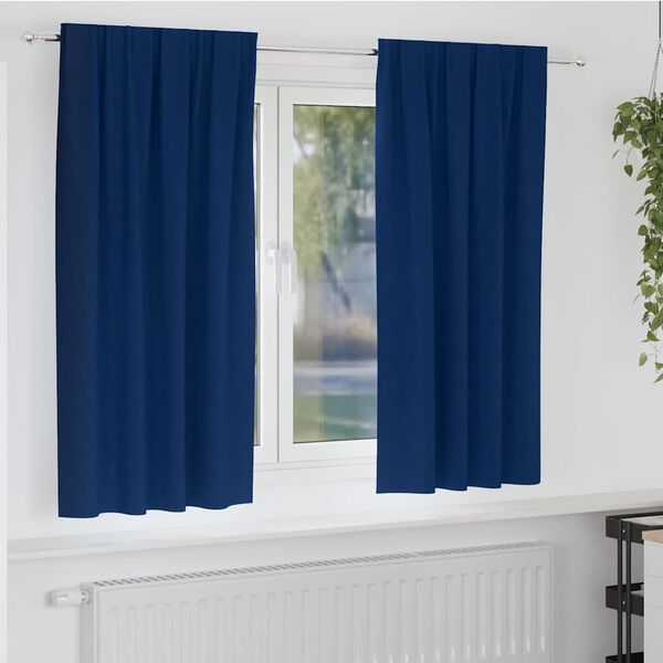 vidaXL Verdunkelungs-Vorh&auml;nge mit Ringen 2 pcs Dunkelblau 175 x 140 cm